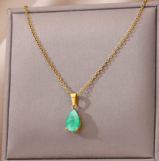Collar chapado en oro de 18 quilates con aventurina y piedra zodiacal