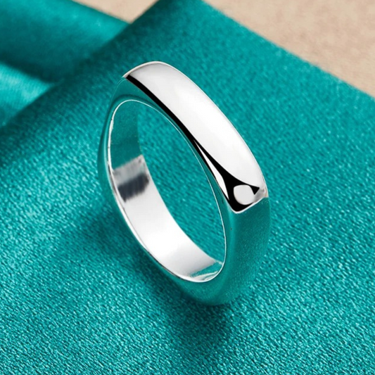 Anillo cuadrado sencillo de plata 925 ajustable