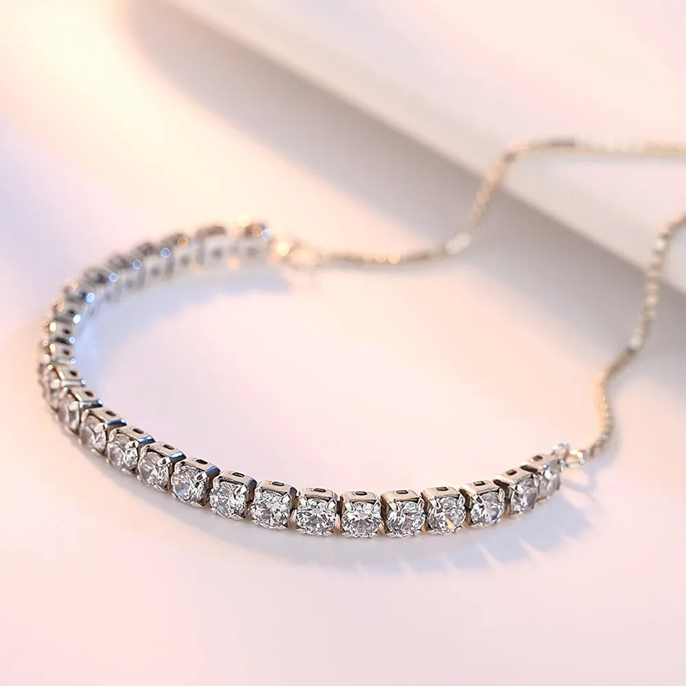 Hermosa pulsera de plata 925 con circonias