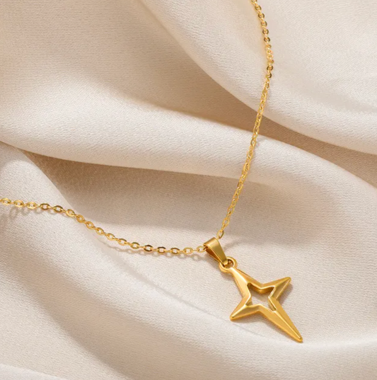 Collar chapado en oro de 18 quilates con estrella fugaz