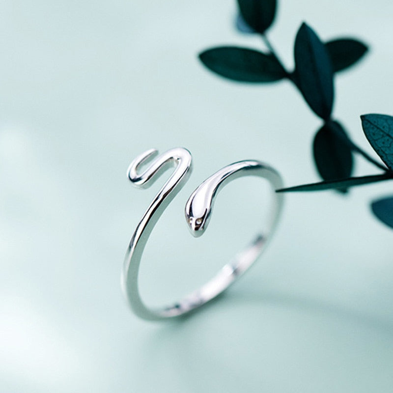 Anillo ajustable de plata 925 con forma de serpiente