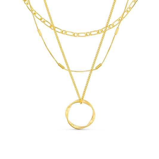 Collar de Círculo Abierto de Tres Hileras | Oro